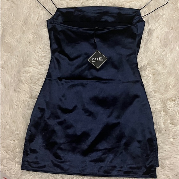 Zaful Black Satin Mini Dress - Picture 6 of 8